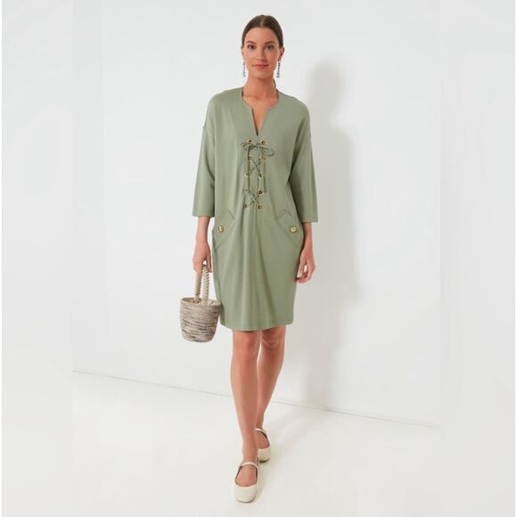Tuckernuck Dresses & Skirts - NWT Tuckernuck Ellington Dress Sage Green Gold Buttons Size XL